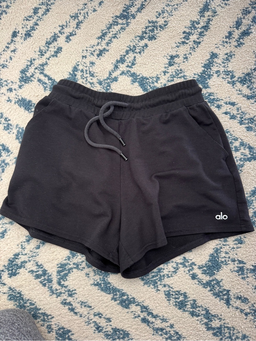 ALO Women's Black High-Waist Drawstring Shorts
